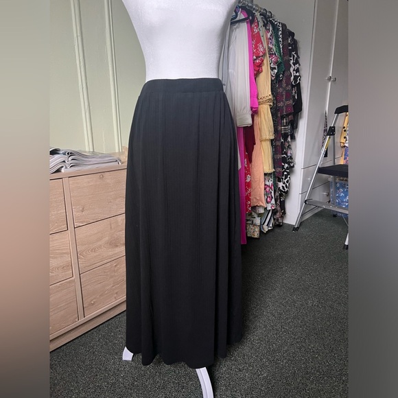 Black Ribbed Maxi Midi Modest Column Slinky Stretch Basic Lightweight Skirt M-L - Picture 4 of 14